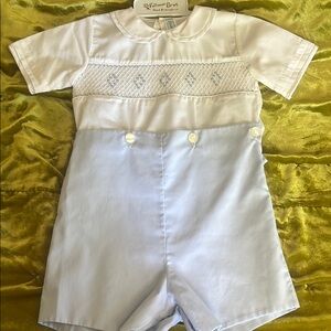 Feltman Brothers White and Light Blue Baby Romper